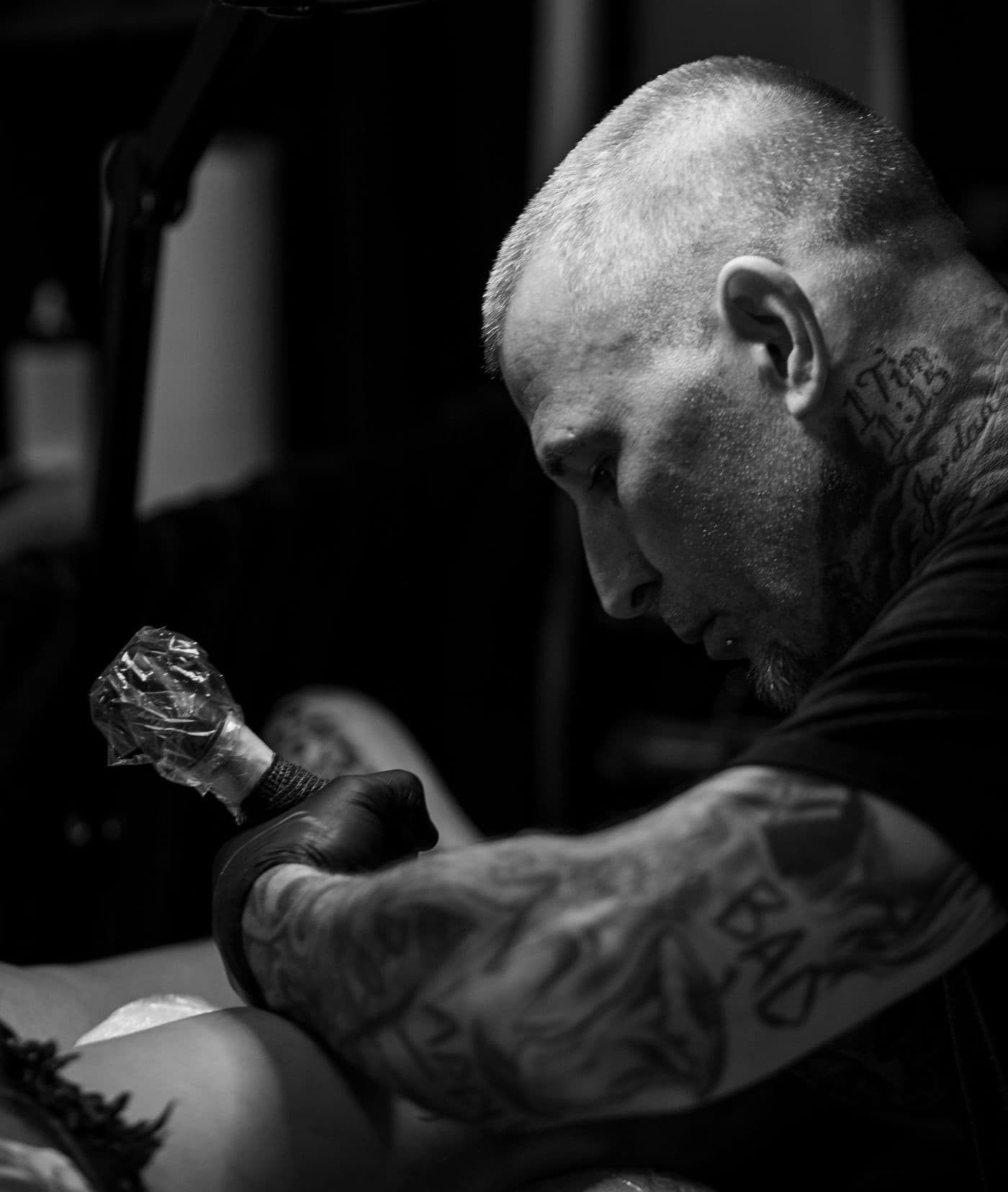 An artist mid-session